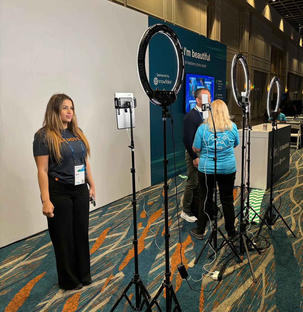 woman posing for ai photo booth photo