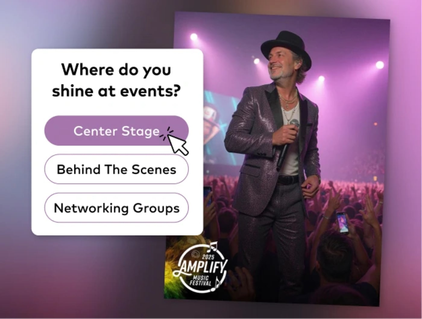 Themed persona survey activation capturing attendee data through an interactive quiz experience at an event