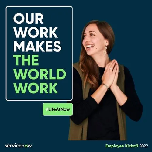 Photo booth snapshot of a guest laughing on a ServiceNow Employee Kickoff 2022 frame