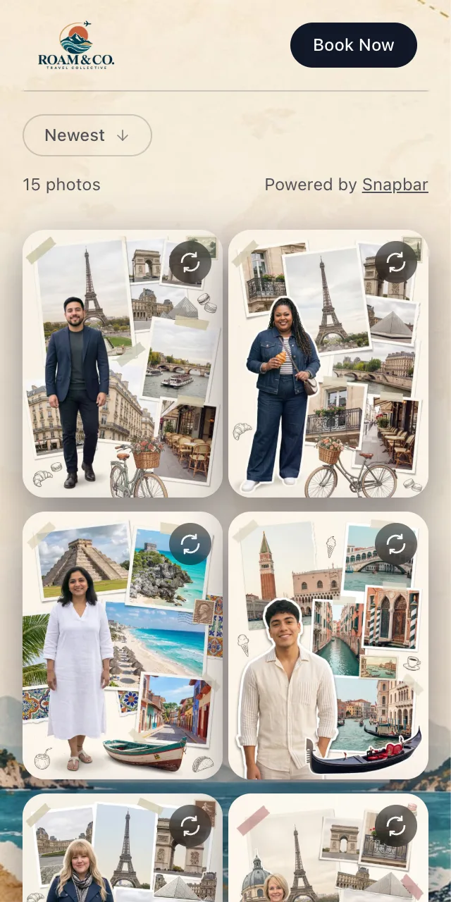 Live gallery open on a guest's phone
